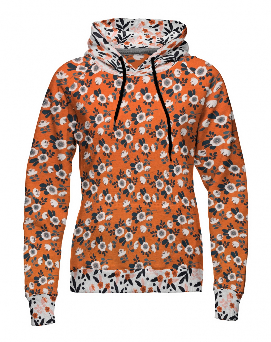 Jersey Retro Blumen - Weiß